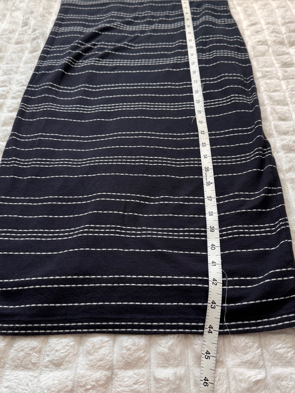 Athleta Medium Black Stripe Sleeveless Fitted Midi Dress ~ Modal Blend - Picture 4 of 6